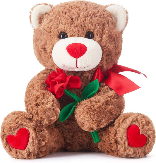 Bear Stuffed Animal Love Plush Toy with Bow for Valentine Day,Cute 10.6" Soft Plushie Small Toy,Valentine’S Day Gifts for Girlfriend (Bear)