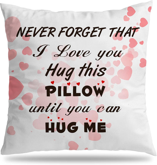 "Hug in Every Stitch: Romantic 18x18 Throw Pillow - Perfect Valentine's & Anniversary Gift for Her! 💖✨"